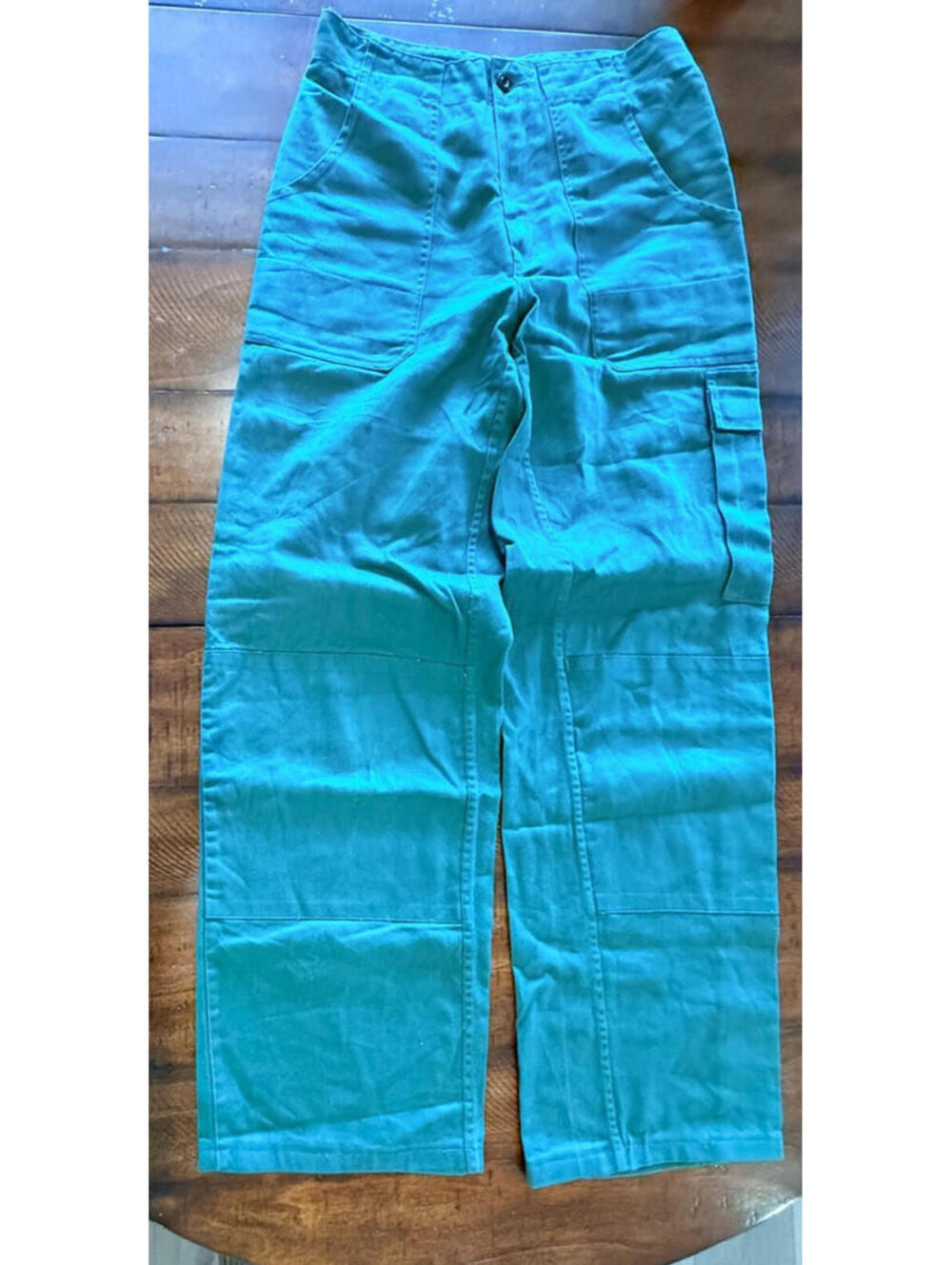 Wide-Leg Cargo Pants in Teal